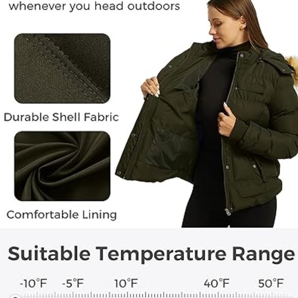 Women's Hooded Winter Coat Thicken Quilted Puffer Jacket Warm Parka - Picture 3 of 7